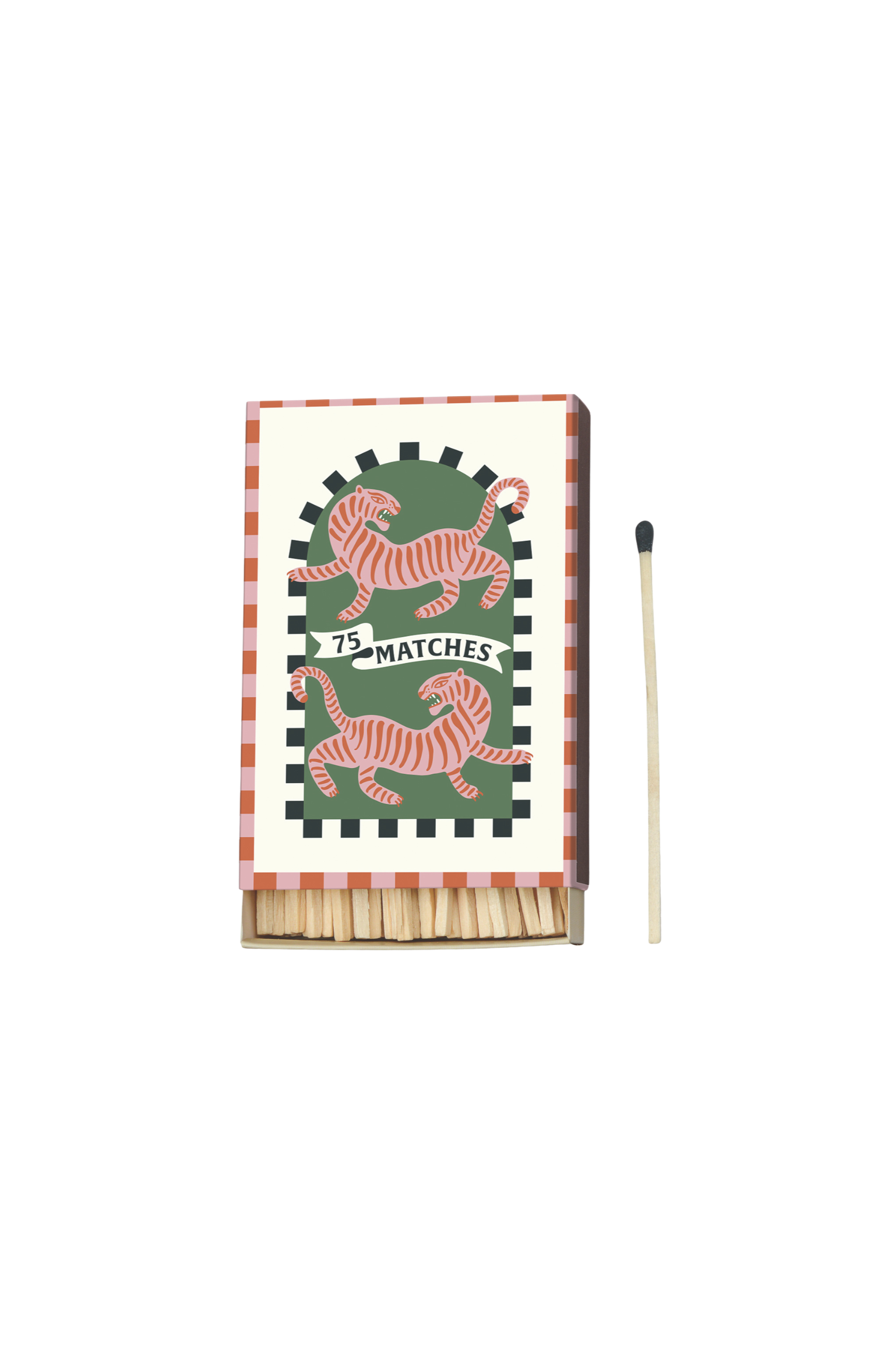 Adopo Tiger tændstikæske, 75 tændstikker - Black